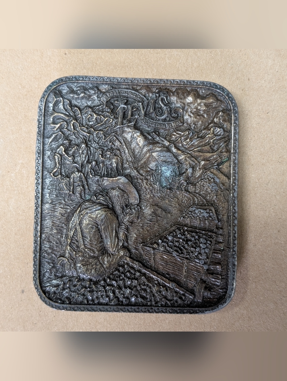 Vintage Levi's Antique Bronze Miners Relief Belt Buckle